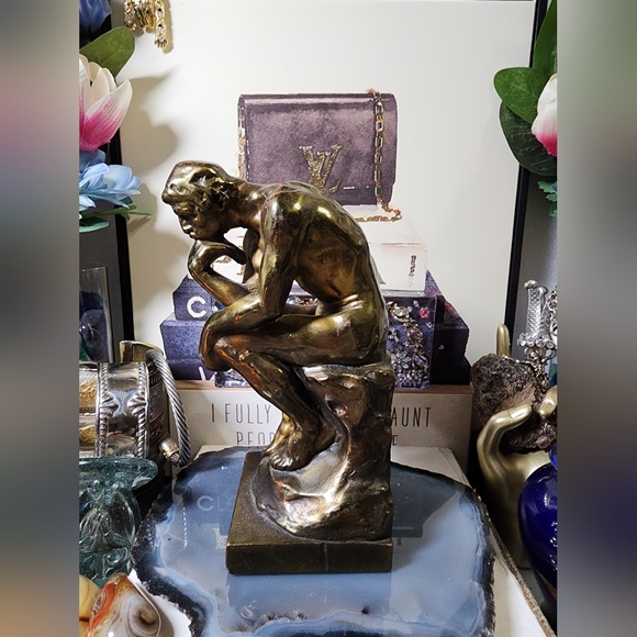 Bronze Thinker Sculpture - Picture 4 of 6